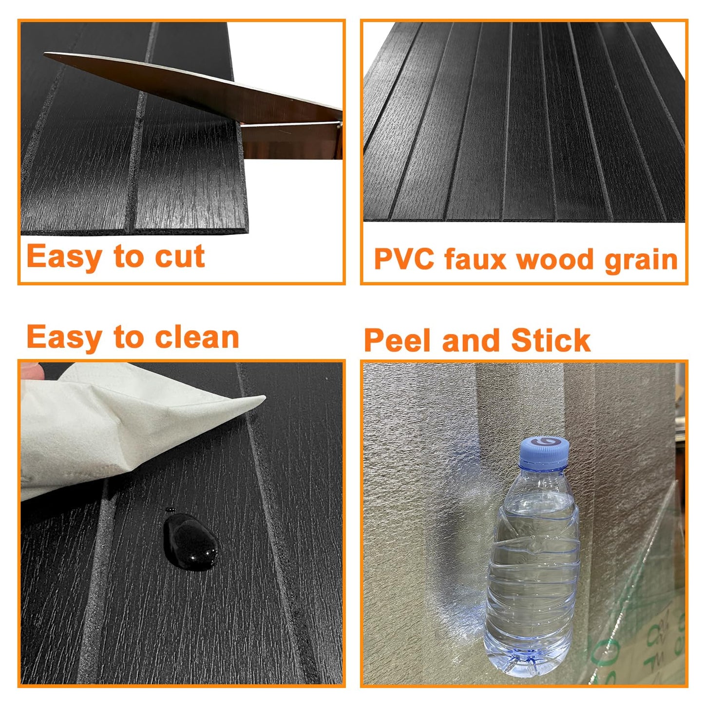 YLL YLL PVC Slat Wall Panel Peel and Stick 118"x 15.7" Faux Black Wood Grain Slat Panel Self-Adhesive Wallpaper Soundproof 3D Wall Panels