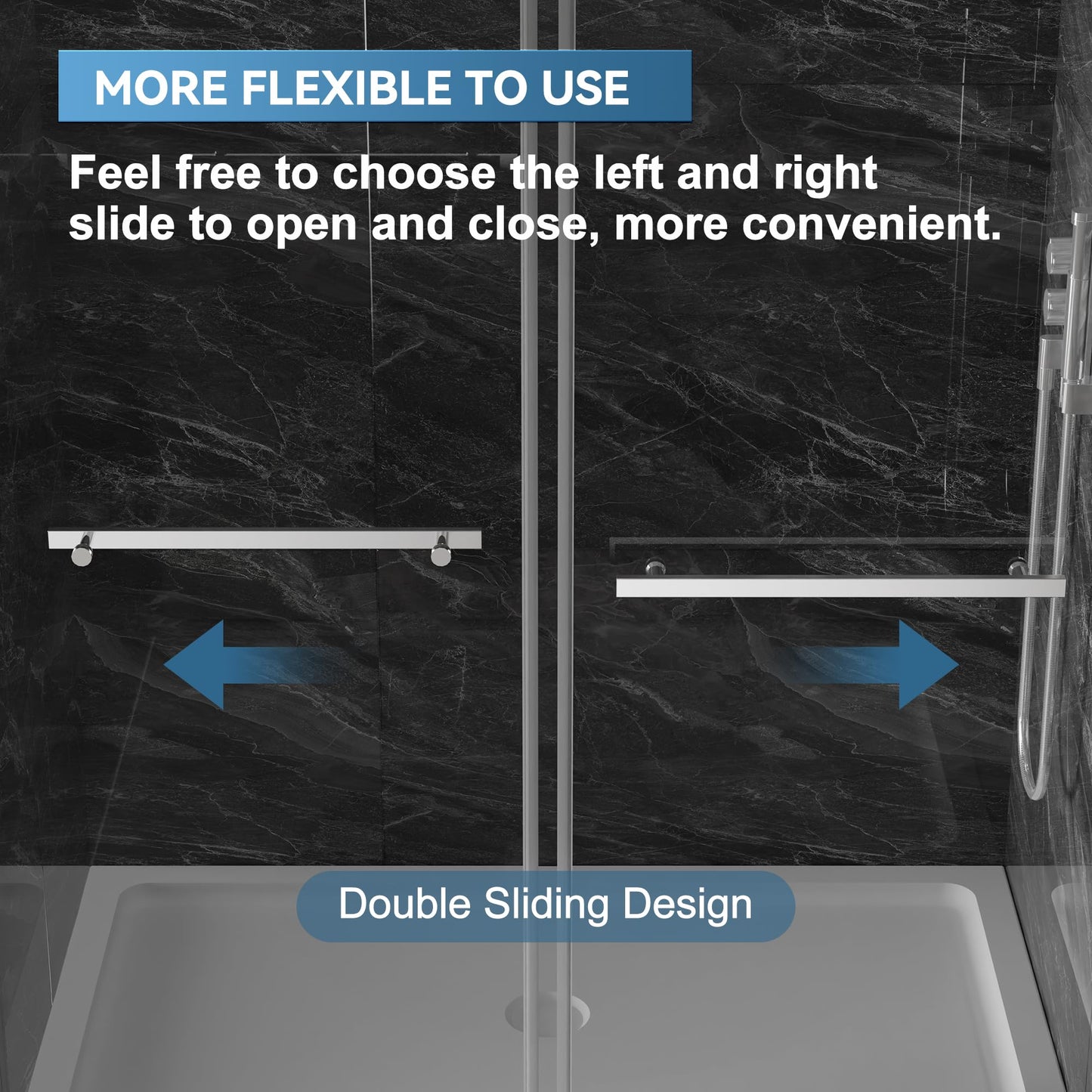 Findepot 56"-60" W x 75" H Frameless Shower Door, Double Sliding Shower Door,5/16"(8mm) Clear Tempered Glass,Silent Soft-Close Design,Brushed Nickel
