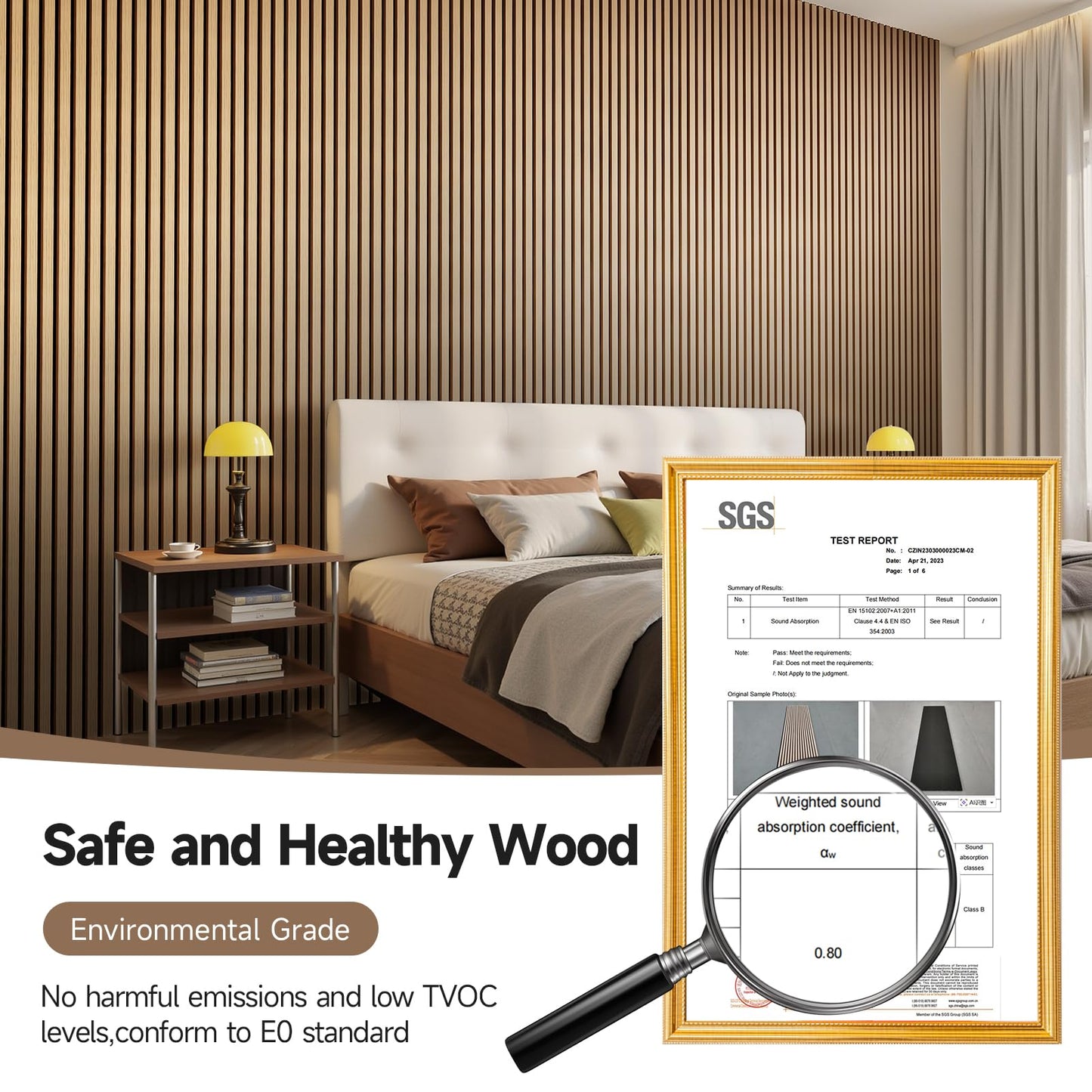 INMOZATA Wood Slat Wall Panels, 4 Pack 94.5" x 7.9" 3D Fluted Soundproof Fire Resistant Acoustic Wooden Panel for Interior Wall Decor, Living Room, Bedroom, Ceiling (Oak)