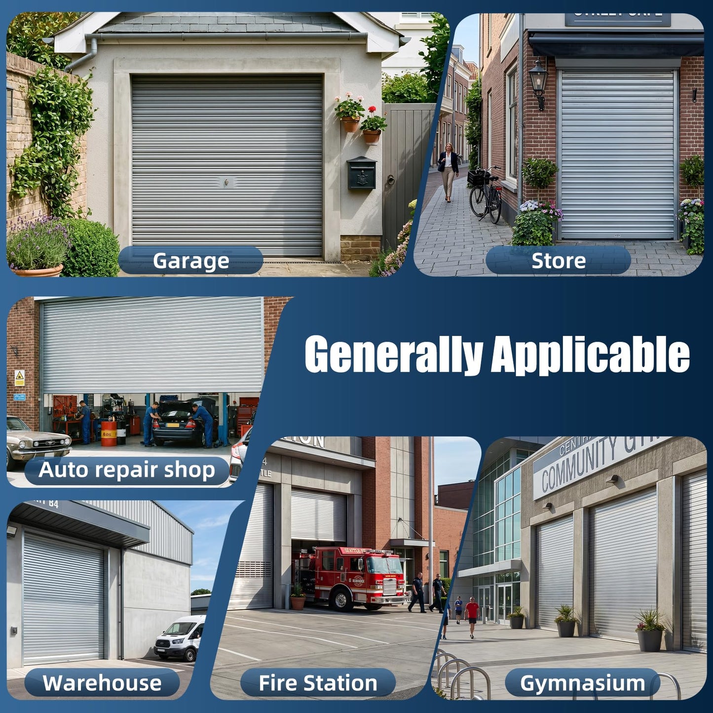 Roll Up Garage Door Opener 800N Heavy Duty, Quiet 24V DC Motor (55dB), Automatic Roller Door Opener with 164ft Remote Control, Easy Side Mount, for Garage, Warehouse & Commercial Use