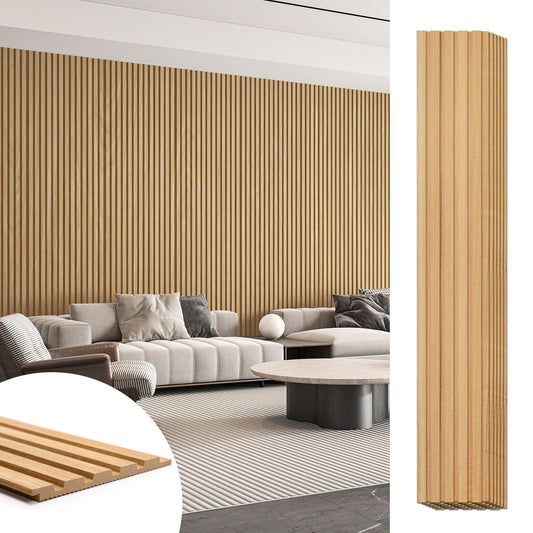Art3d 6-Piece Wood Slat Panels for Stylish Interior Decor and Ceiling Decoration, MDF 3D Textured Panel for Ceiling and Wall,Size 94.6 x 7.4 in-Boxwood