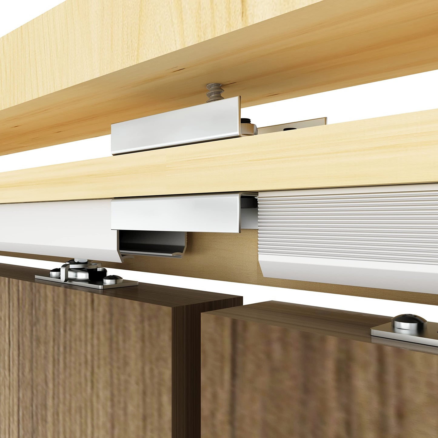 JUBEST 2 Set Pocket Door Frame Kits with 220LBS Two-Way Soft-Close Mechanism, Easy to Install Pocket Door Kit, for Double Door 48" to 72"x80", Durable and Stylish Hidden Door Kit, Smoothly and Quietly