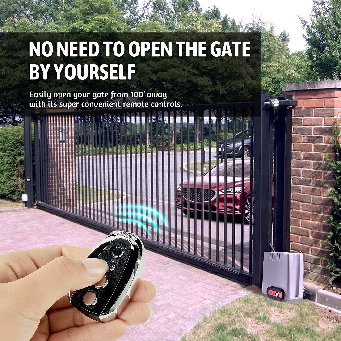 CO-Z 1800 lb Automatic Sliding Gate Opener with 3 Remote Controls, Electric Rolling Driveway Slide Gate Motor, Complete Gate Operator Hardware Security System Kit for Sliding Gate Up to 40 Feet