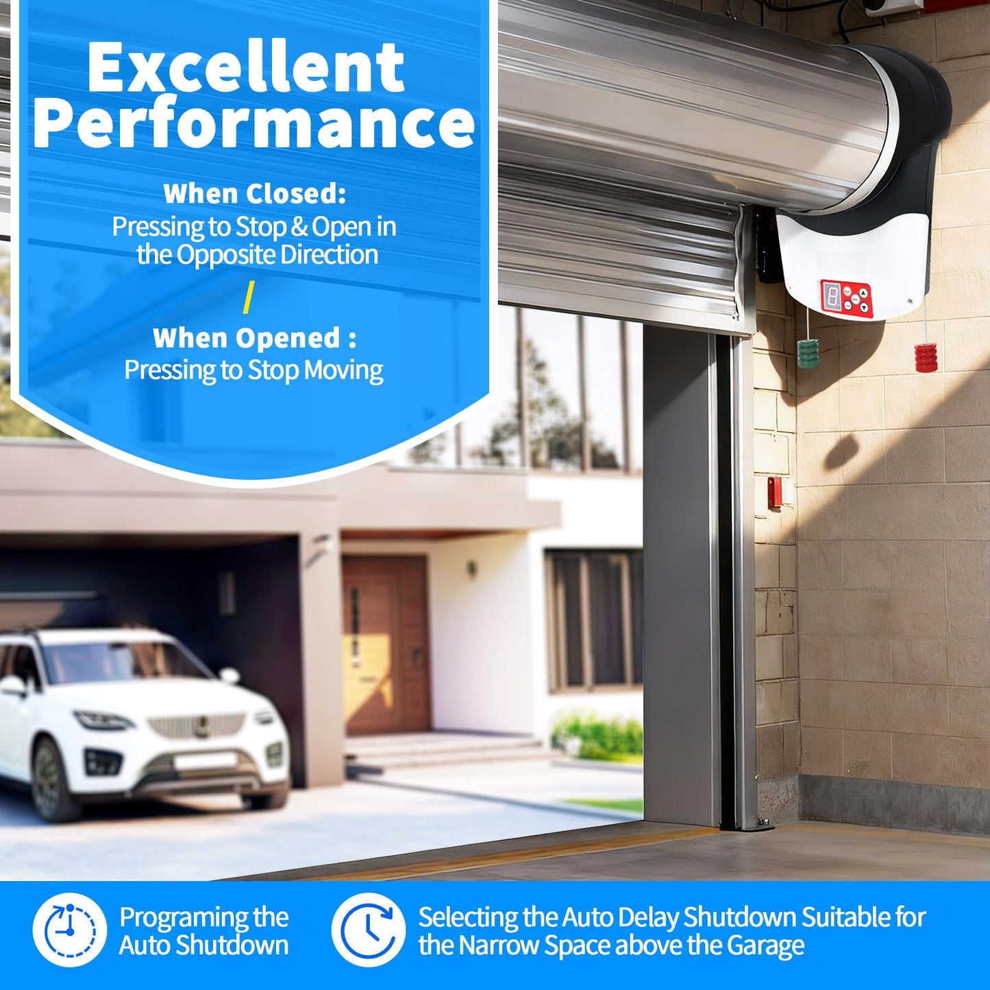 Roll Up Garage Door Opener with Remote,110V 50dB Automatic Rolling Door Opener,800N Side Mount Electric Motor for Garage,Warehouse,Barn,Shop - Easy Installation & Quiet Operation