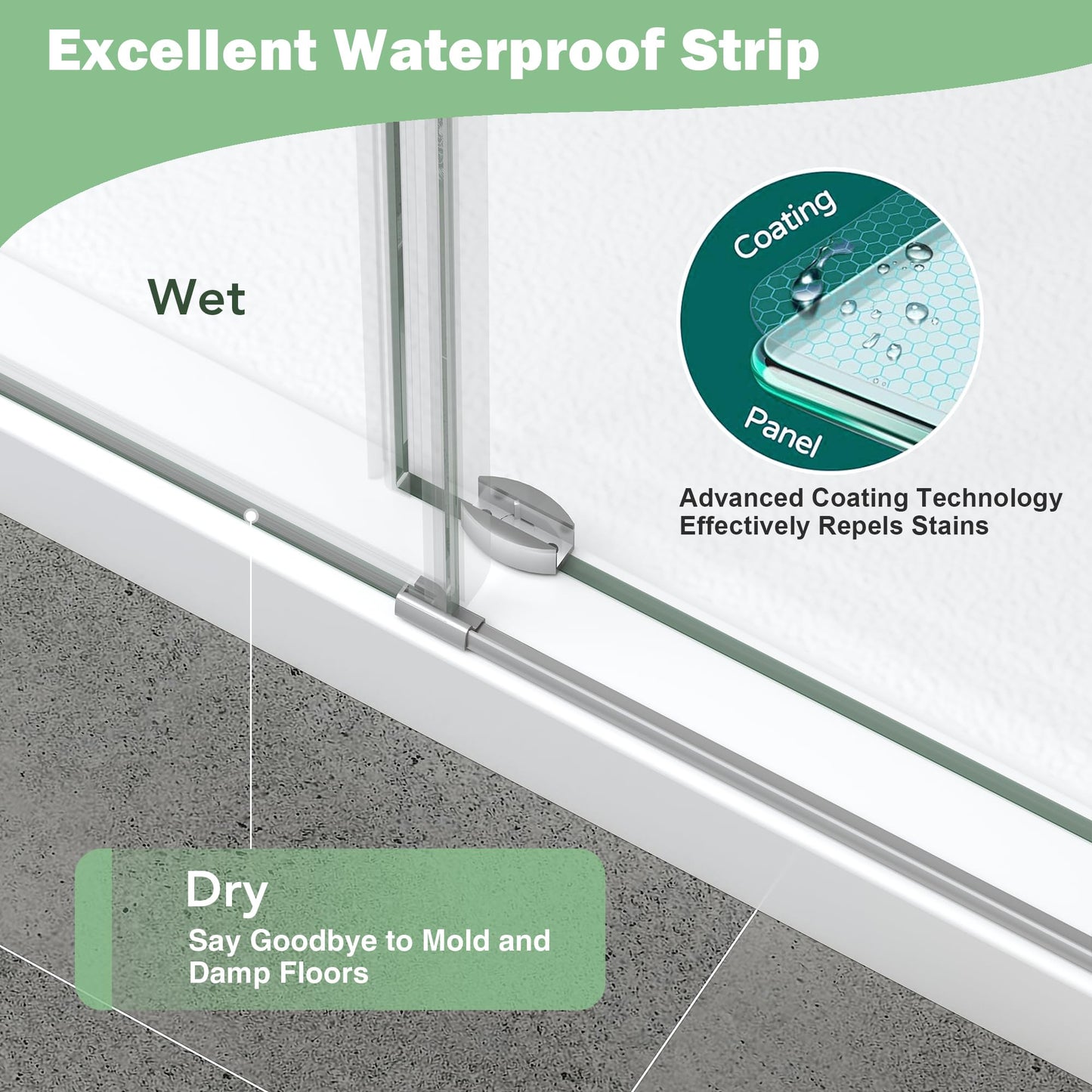 KPUY Frameless Shower Door, 43-48" W x 76" H Sliding Glass Shower Door, 1/4" (6mm) Thick Tempered Clear Glass with Explosion-Proof Film Nano Coating in Brushed Nickle Finish