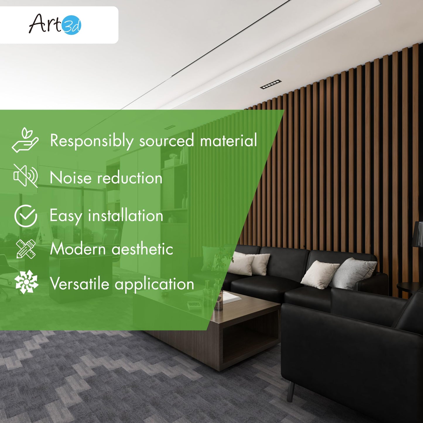 Art3d 4-Pack 12" x 93" Soundproof Wood Slat Panels, 31 sq.ft Acoustic Wall Panels, 3D Wall Panels with Wood Slat Design, Decorative Wood Wall Panel for Accent Walls-Deep Walnut