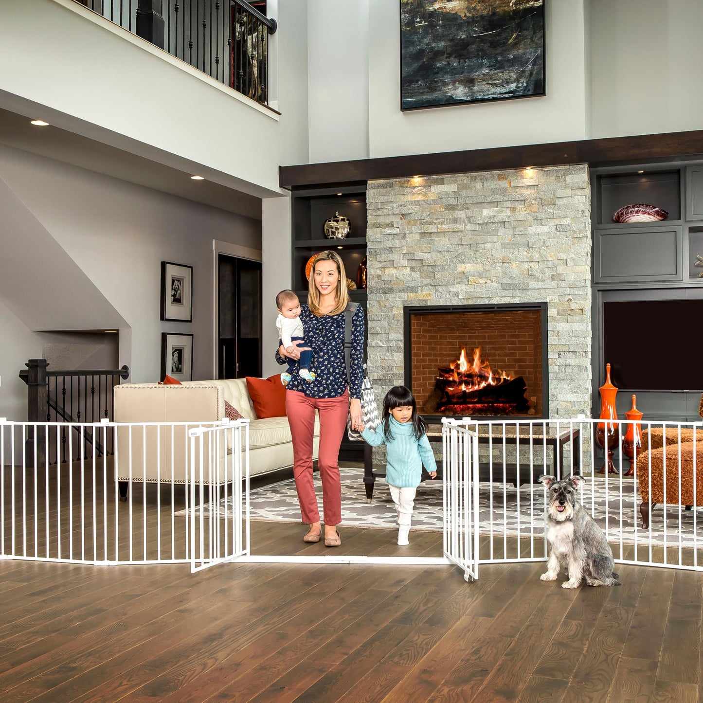 Regalo Safety 192" Double Door Super Wide Baby Gate & Play Yard, 8-Panel Adjustable Safety Gate for Doorways & Large Openings, Hardware Mounted Gate for Babies, Toddlers & Pets