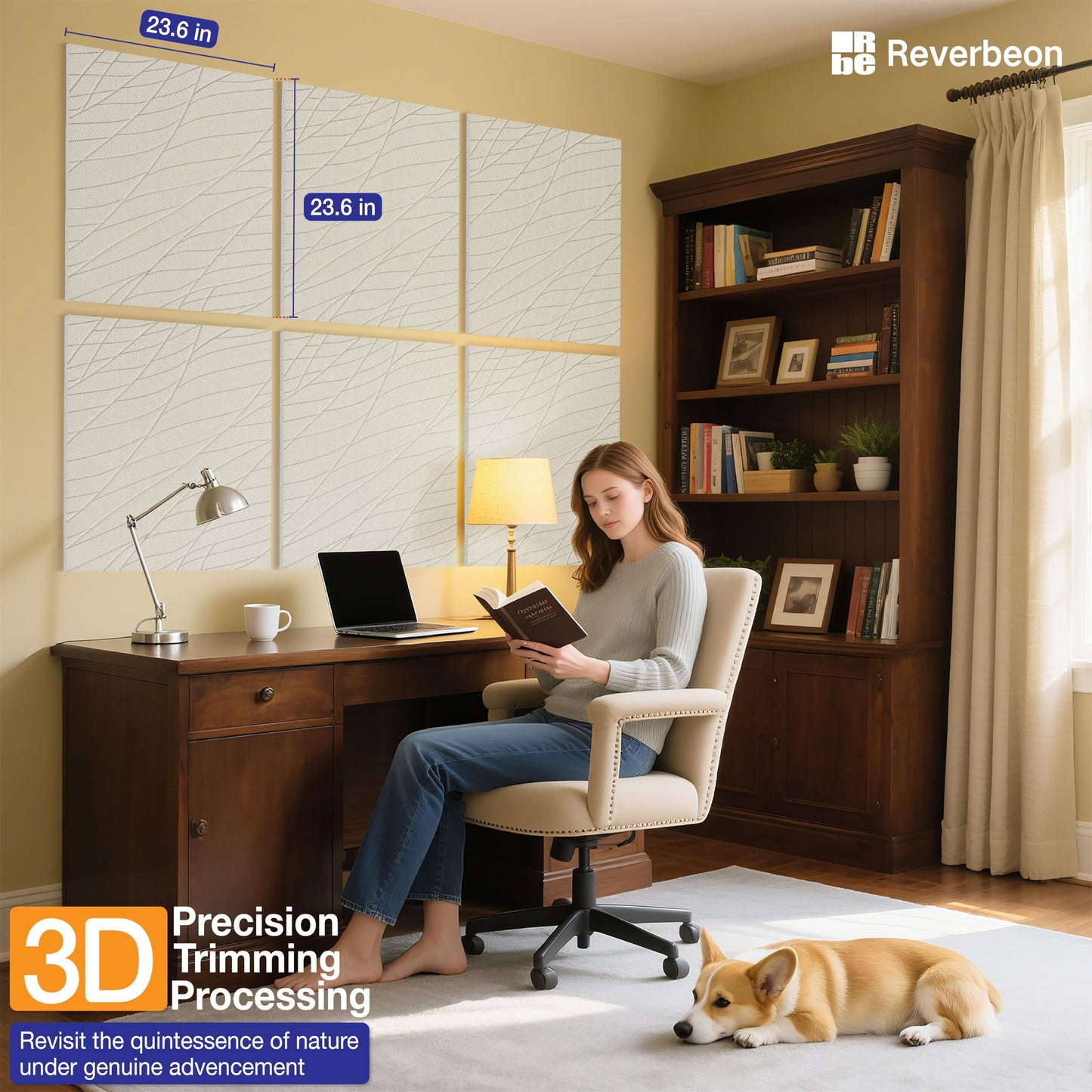 Acoustic Panels Sound Absorbing, 23.6×23.6 Inch 6-Pack, Acoustic Wall Panels for Medium to Large Rooms, Decorative Sound Treatment for Echo Reduction in Home Offices, Bedrooms & Recording Studios