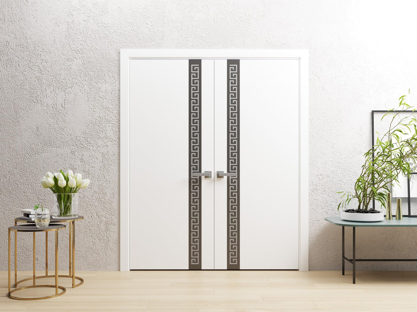 Sartodoors Interior Door 3330 Slab White with Frosted Glass Solid Wood with Honeycomb core Modern Design 36 x 80 in