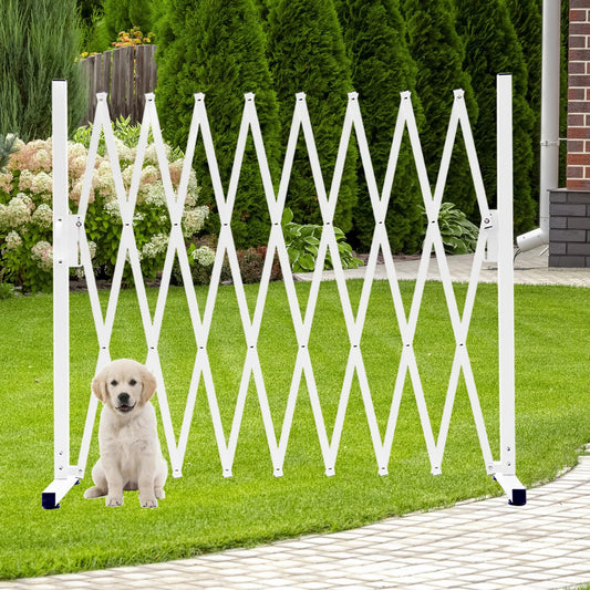 KENNISI Metal Expandable Dog Gate, 9Feet, Versatile Accordion Safety Barrier, Portable Retractable Barricade, Free Standing Adjustable Pet Fence, Indoor and Outdoor