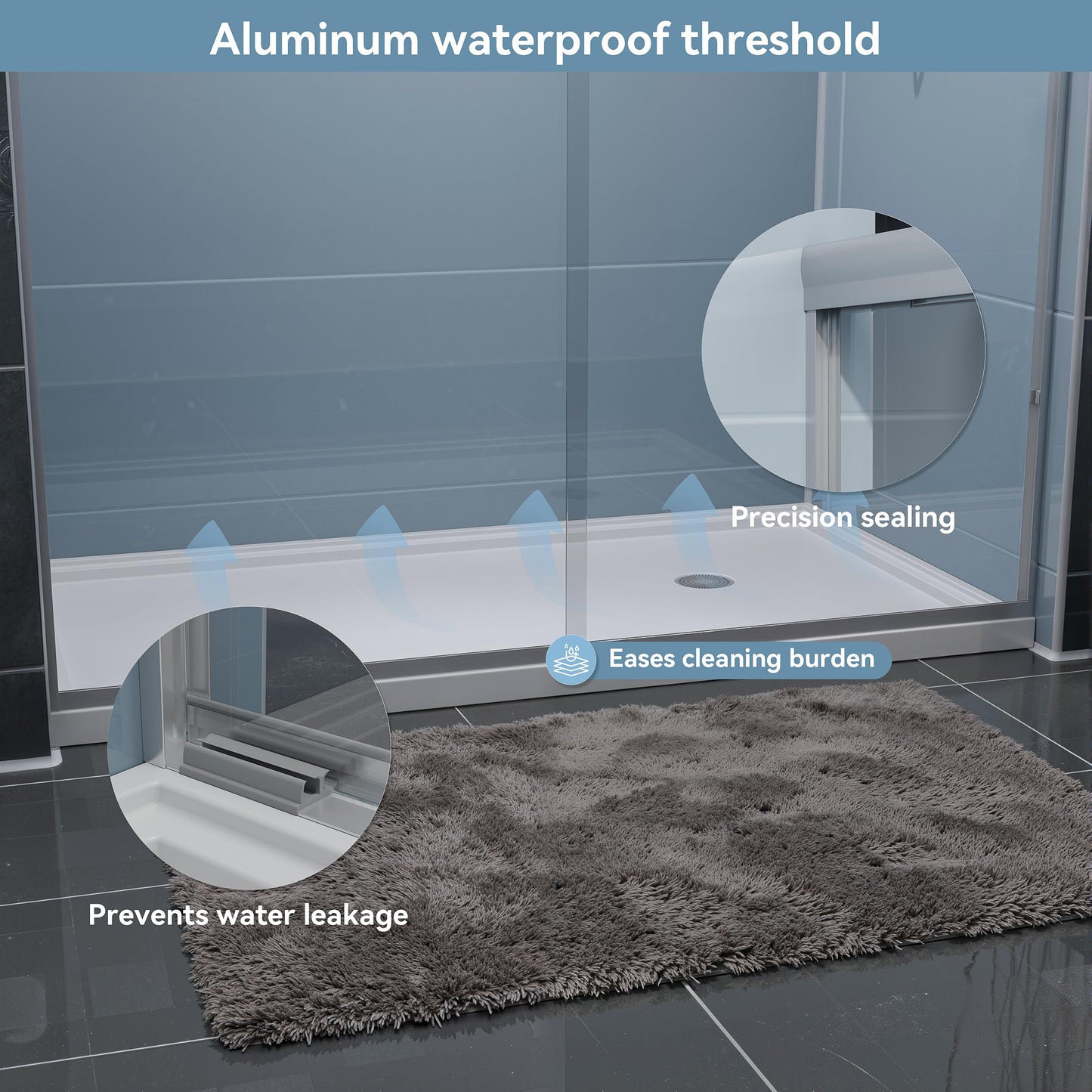 Kullavik Shower Door 56-60'' W x 72'' H Semi-Frameless Bypasss Bathroom Glass Shower Double Sliding Doors,1/4'' (6mm) Clear SGCC Tempered Glass with Explosion-Proof Film,Brushed Nickel