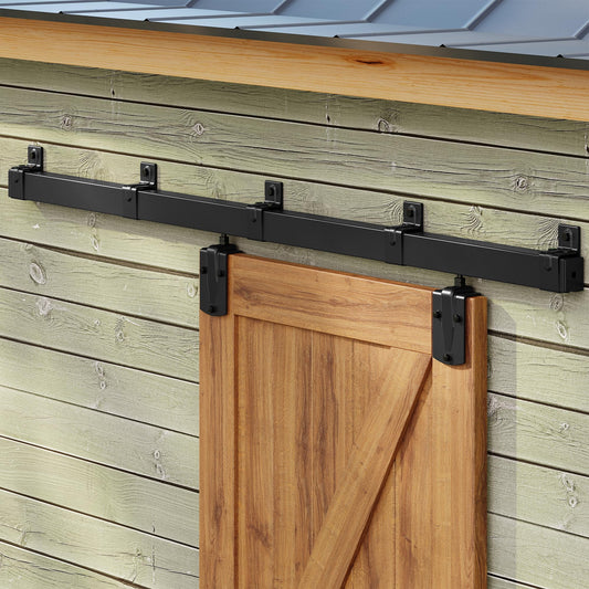 SmartStandard 8FT Exterior Sliding Barn Door Hardware Kit, Box Rail Barn Door Track Kit for Outdoor Use, 450lb Capacity Heavy Duty Wall Mount Kit, Fix Single 48" Door