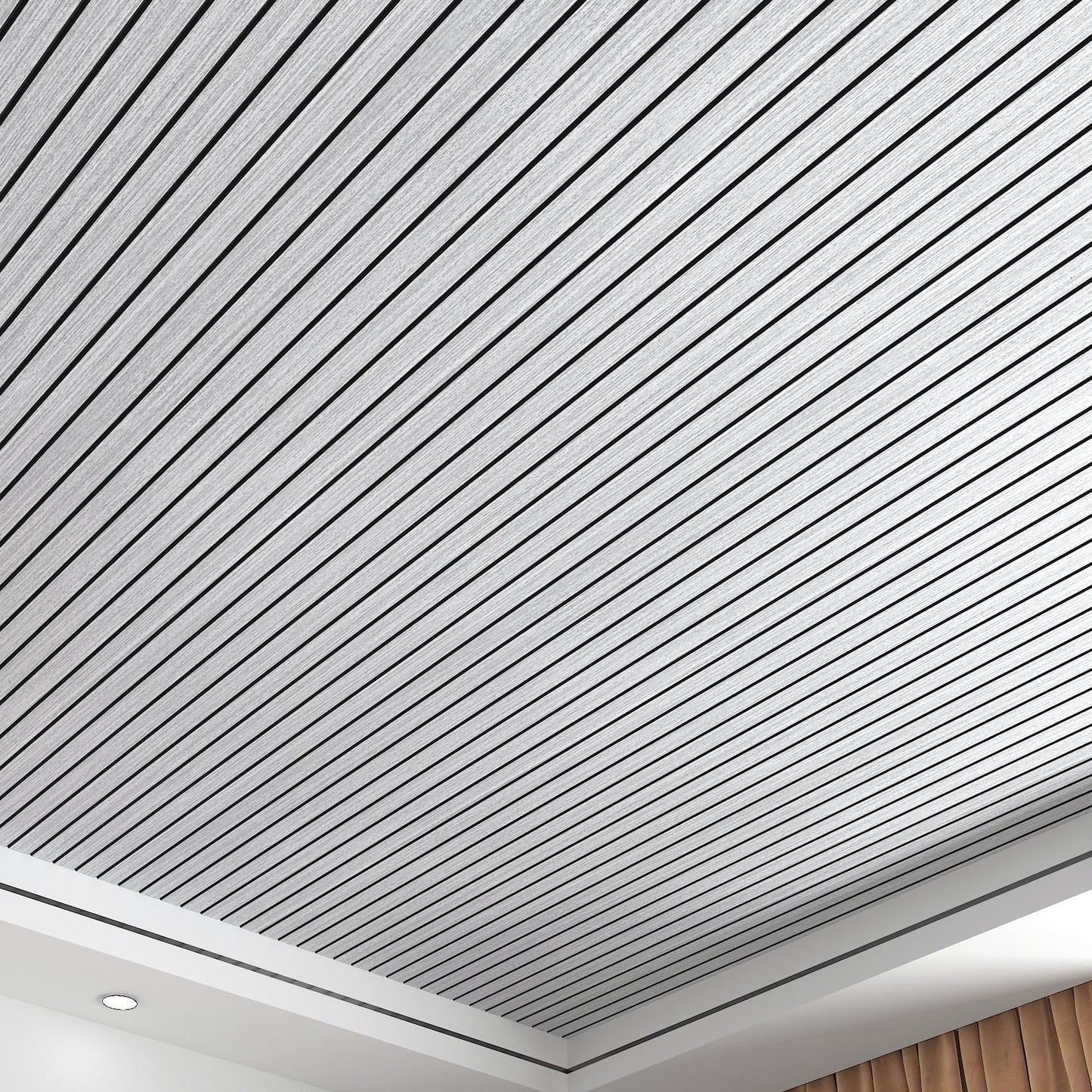 Yenhome 3D Textured Wood Slat Wall Panels, Soundproof Acoustic Panels for Interior Walls & Ceilings, Self-Adhesive Foam Panel with Grayish White Wood Modern Decor Office Home Theater Studio 12"X118"