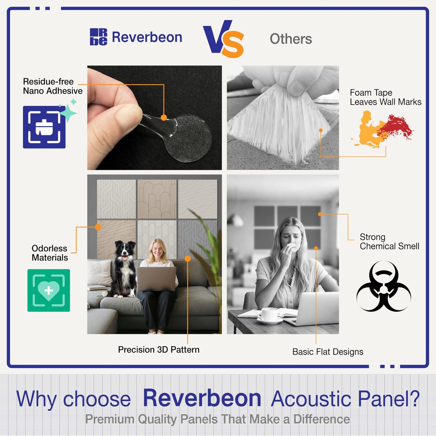 Acoustic Panels Sound Absorbing, 23.6×23.6 Inch 6-Pack, Acoustic Wall Panels for Medium to Large Rooms, Decorative Sound Treatment for Echo Reduction in Home Offices, Bedrooms & Recording Studios