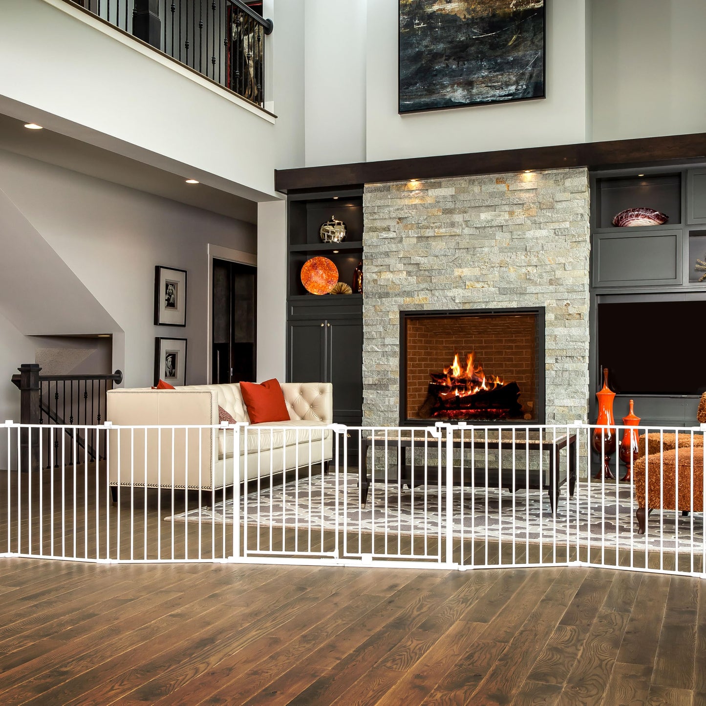 Regalo Safety 192" Double Door Super Wide Baby Gate & Play Yard, 8-Panel Adjustable Safety Gate for Doorways & Large Openings, Hardware Mounted Gate for Babies, Toddlers & Pets