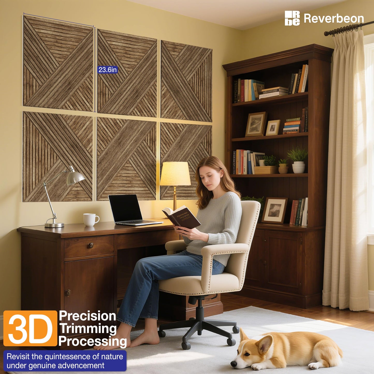 Acoustic Panels Sound Absorbing, 23.6×23.6 Inch 6 Pcs, Acoustic Wall Panels for Medium to Large Rooms, Decorative Sound Treatment for Echo Reduction in Home Offices, Bedrooms & Recording Studios