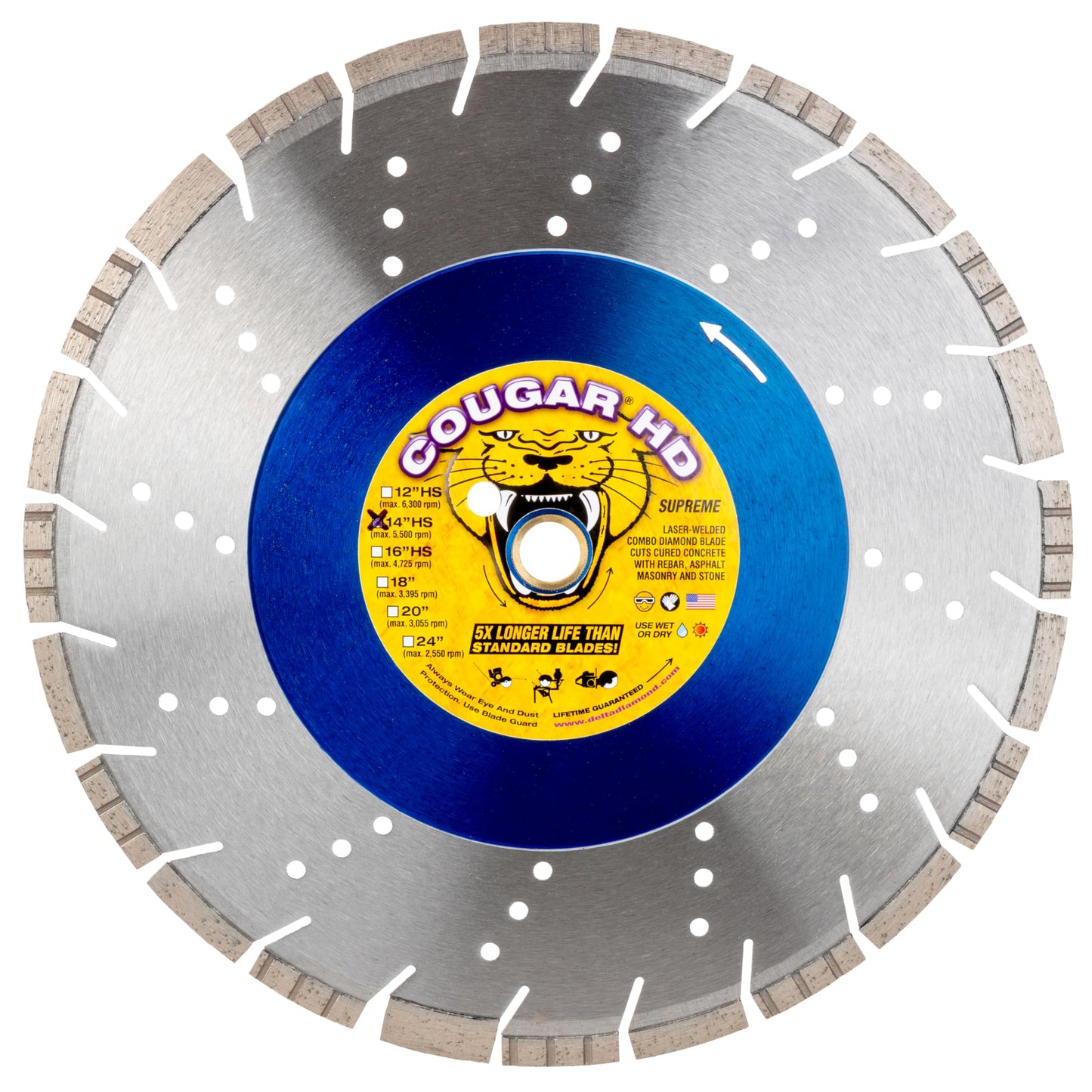 Cougar HD 14 Inch 10-Pack Concrete Diamond Blade, Supreme Heavy-Duty Segmented Blade, Dry/Wet Combo Cutting Reinforced Concrete, Asphalt, Stone 1"-20mm Arbor (10pcs)