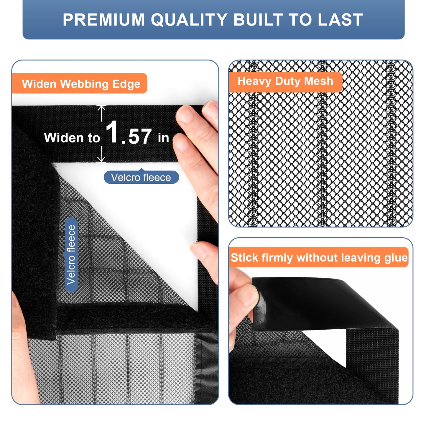 METAONLY Magnetic Screen Door Mesh Fits 38" x 82" Door - Curtain Size 40" x 84", Works for Patio, Sliding Door, Keeps Bug Mosquito Out, Fresh Air Flow, Black