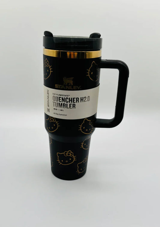 Black Gold Hello Kitty Stanley Quencher H2.0 Tumbler – 40oz Insulated Travel Mug