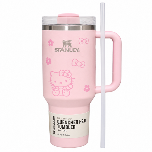 Pink Stanley Quencher H2.0 40oz Stainless Steel Vacuum Insulated Tumbler with Handle & Straw